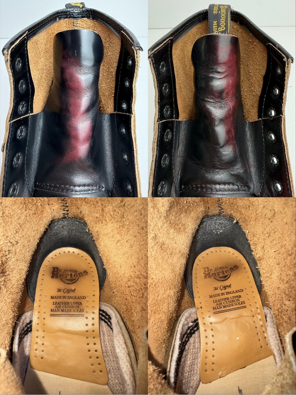 Dr. Martens 101 Oxblood Vintage Rub Off England Red Black Boots UK 4 - Picture 13 of 15